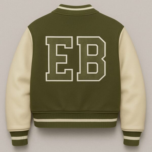 Classic Men's Varsity Jacket – Red with White Contrast Sleeves - Image 3