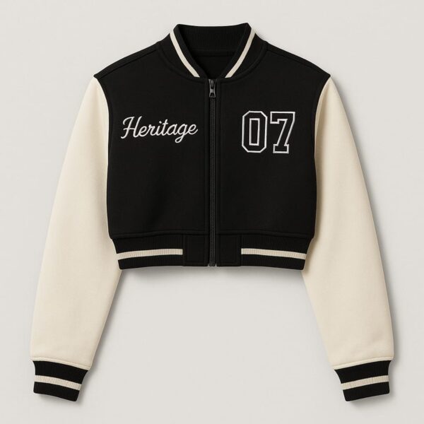 EZZABEE Ladies Crop Varsity Jacket - Image 3