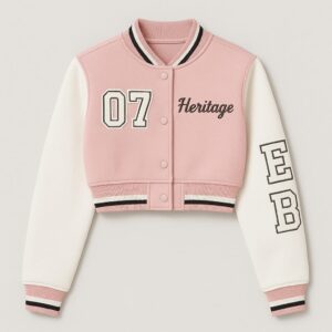 EZZABEE Ladies Crop Varsity Jacket