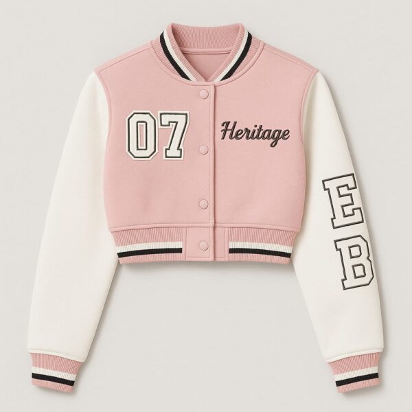 EZZABEE Ladies Crop Varsity Jacket