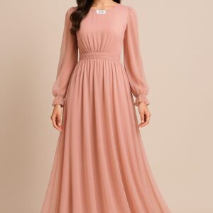 EZZA BEE Elegant Chiffon Maxi Dress – Party Wear Western Long Gown for Women
